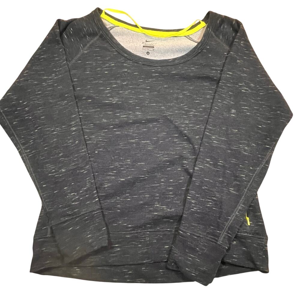 Nike Dri Fit Long Sleeve Top Womens Medium Athletic Running Training Gray Green